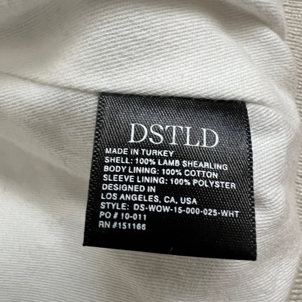 NWOT DSTLD Cream Lamb Shearling Jacket w zipper pockets fully lined SZ Small - Picture 6 of 14